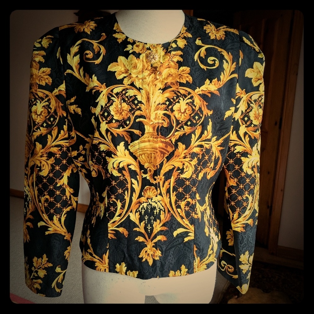 100% Silk Maggie London Baroque Print Blazer